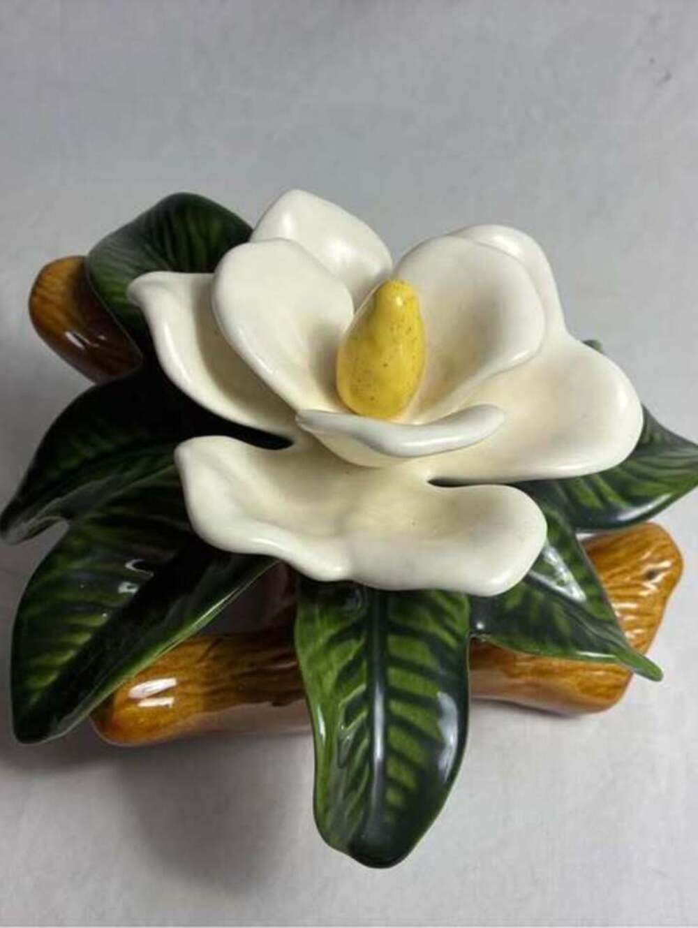 Vintage Ceramic magnolia flower on branch